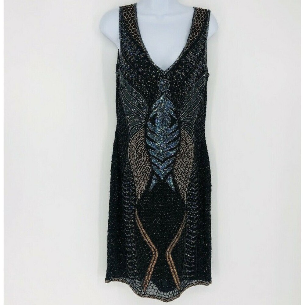 Krishma K D400/D300 Women's Multicolor Sleeveless Beaded Missy Dress Size M